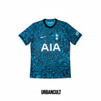 Urban Cult Tottenham Hotspur 2022/2023 third kit jersey in deep blue with abstract geometric pattern, AIA sponsor, Nike logo.