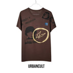 Urban Cult brown cotton t-shirt with Travis Scott Cactus Jack x Fragment Design graphics, size S.