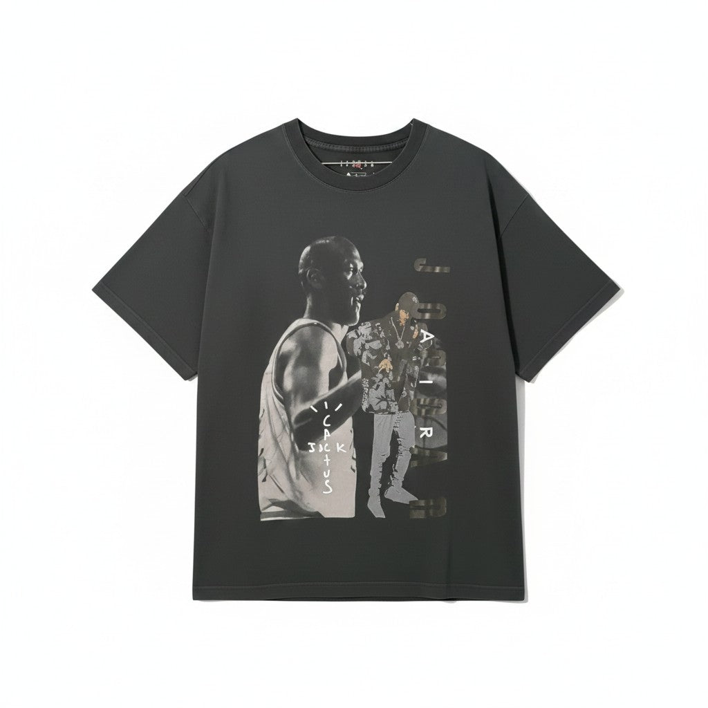 Urban Cult T-shirt Travis Scott x Jordan 'Photo' nera in cotone con stampa Michael Jordan e Travis Scott