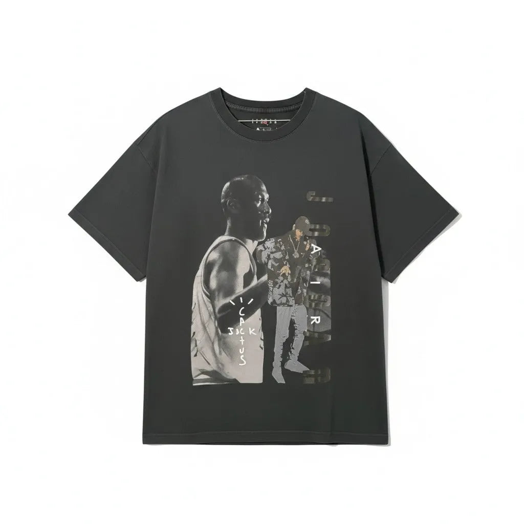 Urban Cult T-shirt Travis Scott x Jordan 'Photo' nera in cotone con stampa Michael Jordan e Travis Scott