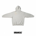Urban Cult white cotton hoodie with embossed box logo, size L. Minimalist design from SS18 collection.