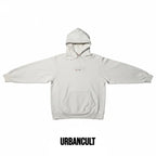 Urban Cult white cotton hoodie with embossed Supreme Box Logo and mini white Box Logo on chest, size L.