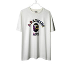 Urban Cult white cotton BAPE Mix Camo College T-shirt with multicolor camo print and Ape Head logo, size XL.