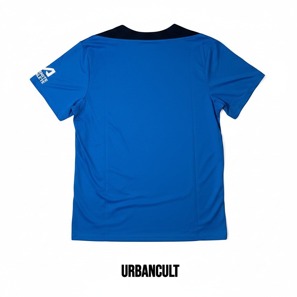 Urban Cult Chelsea FC official blue Nike football jersey, size XL. Features a black collar and logo detail on the sleeve.