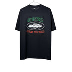 Urban Cult black cotton t-shirt with Corteiz OG Alcatraz Italia Rules the world graphic print