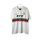 Urban Cult: Corteiz 'Serie A' Knit Jersey in white fine knit with RTW logo and Italian flag detail.