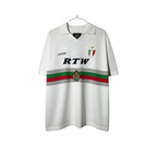 Urban Cult: Corteiz 'Serie A' Knit Jersey in white fine knit with RTW logo and Italian flag detail.