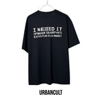 Urban Cult black cotton t-shirt with white text graphic "I NEEEED IT SPONGEBOB SQUAREPANTS CACTUS PLANT FLEA MARKET"