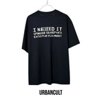 Urban Cult black cotton t-shirt with white text graphic "I NEEEED IT SPONGEBOB SQUAREPANTS CACTUS PLANT FLEA MARKET"