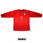 Urban Cult red Puma long sleeve Italy goalkeeper jersey with Buffon #1. Size M.