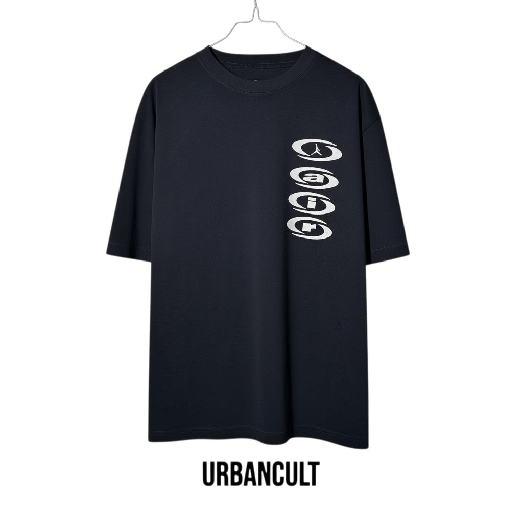 Urban Cult black cotton oversized fit T-Shirt Jordan x Travis Scott "Air Tee" with vertical oval graphic