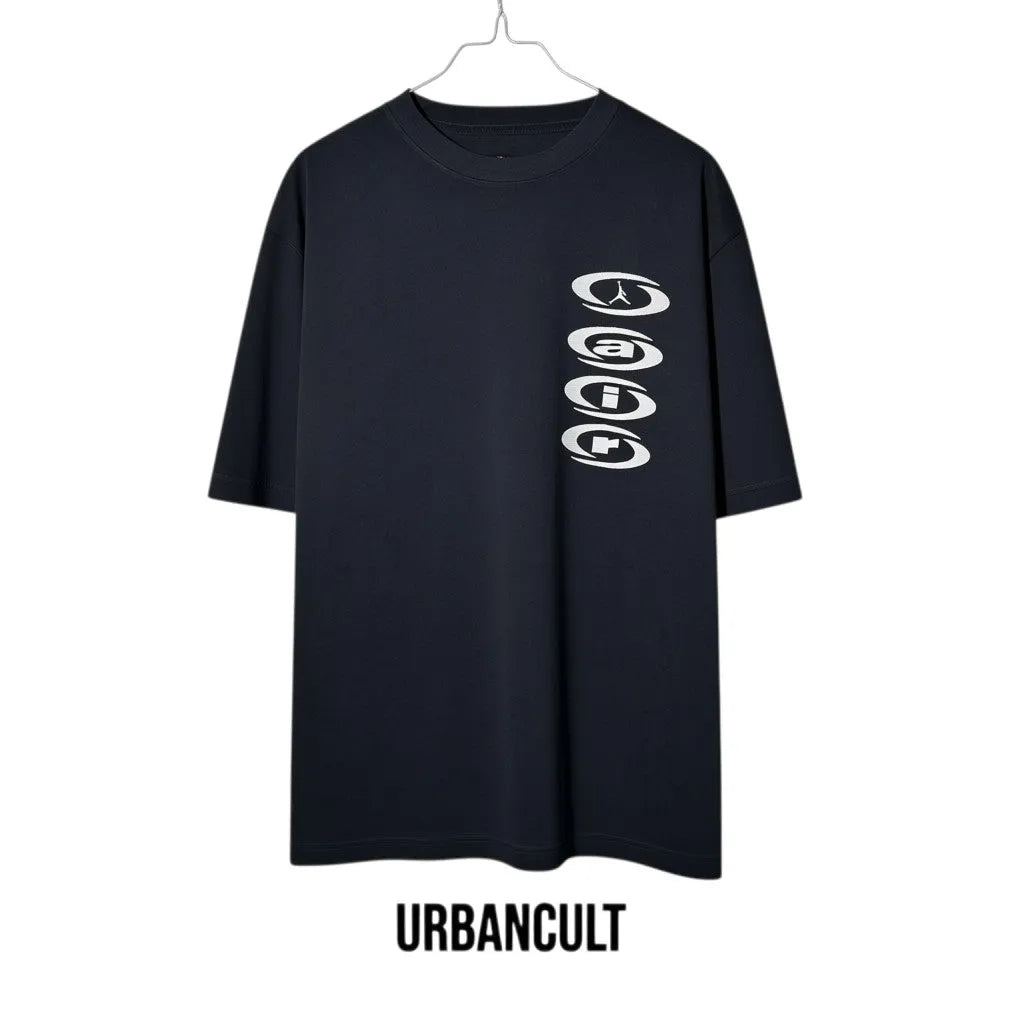 Urban Cult black cotton oversized fit T-Shirt Jordan x Travis Scott "Air Tee" with vertical oval graphic
