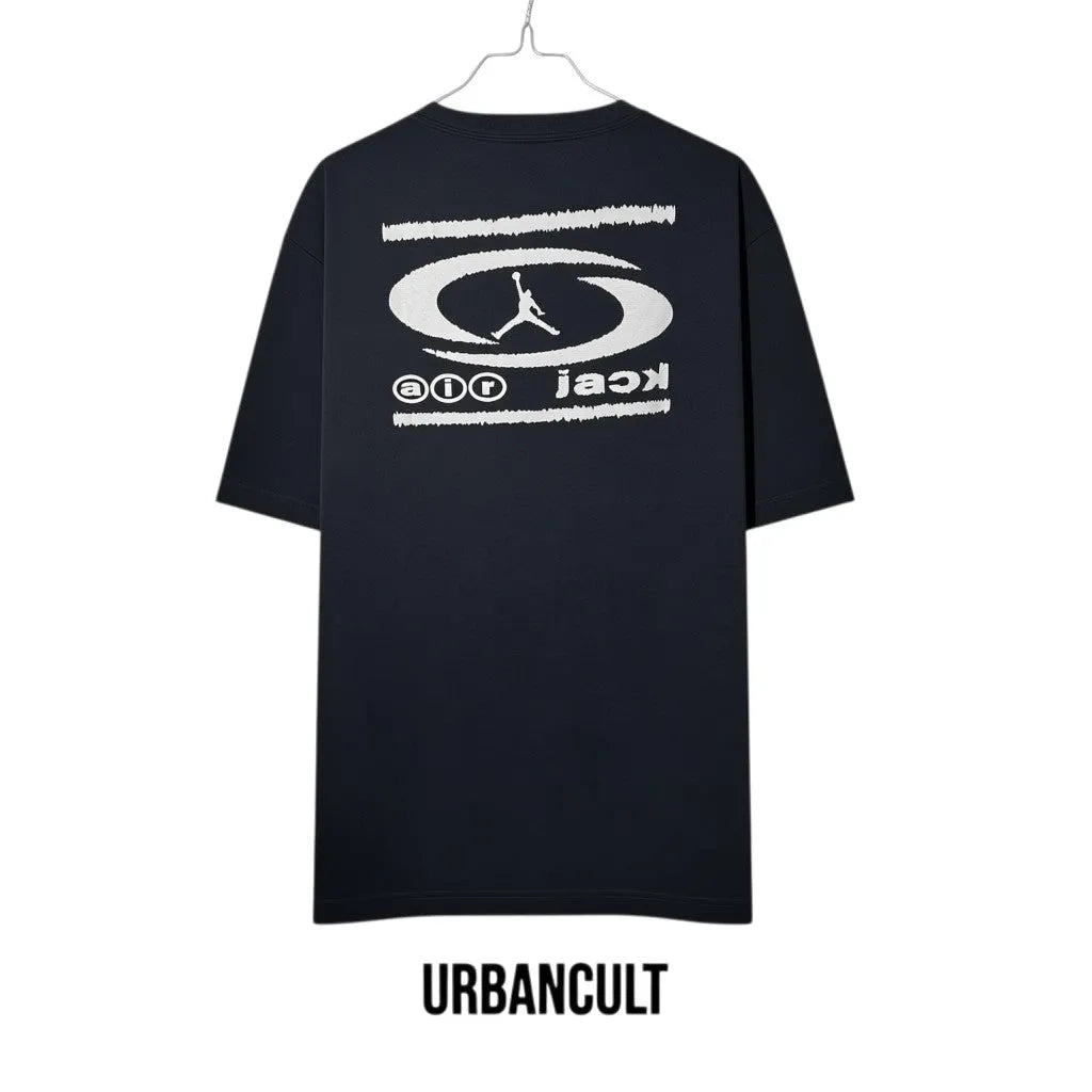 Urban Cult black cotton oversized fit T-Shirt Jordan x Travis Scott Air Tee with graphic print