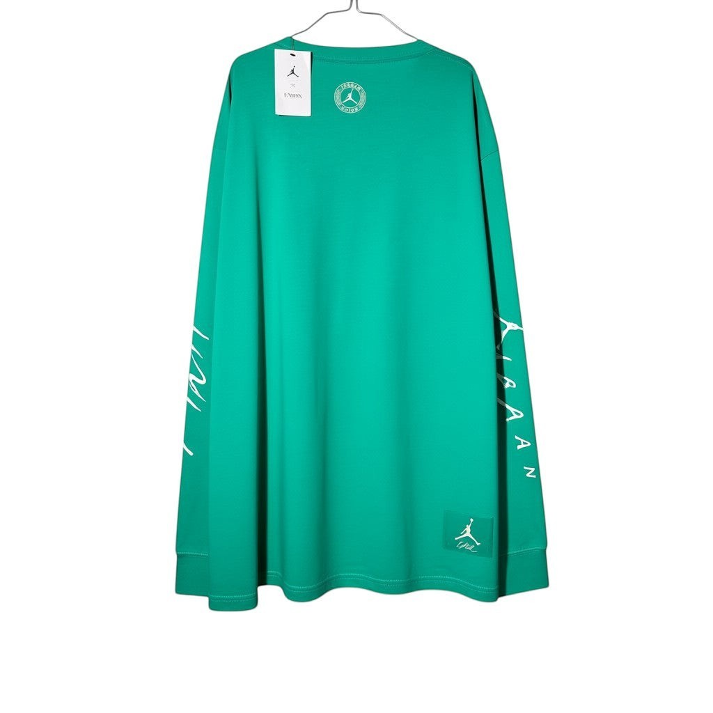 Urban Cult T-Shirt Jordan x Union LA manica lunga verde cinetico in cotone con stampe bianche sul braccio e logo Jumpman