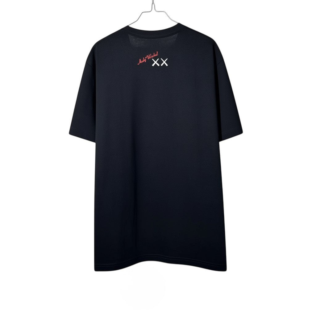 Urban Cult black cotton t-shirt with KAWS x Andy Warhol graphic print on back, size XL.