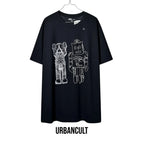 Urban Cult black cotton t-shirt with KAWS and Warhol graphic print, size XL.