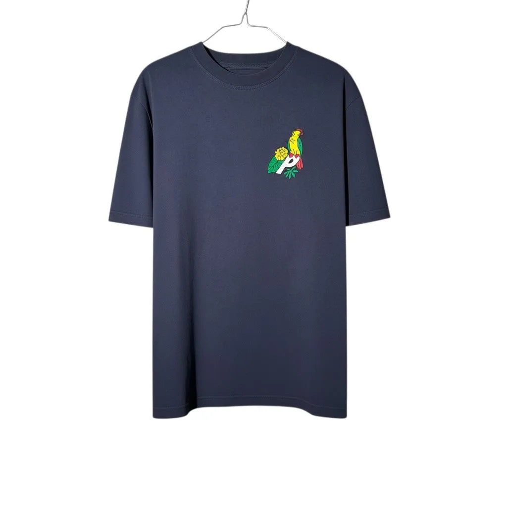 Urban Cult navy blue cotton t-shirt with a colorful parrot graphic on the chest, size S.