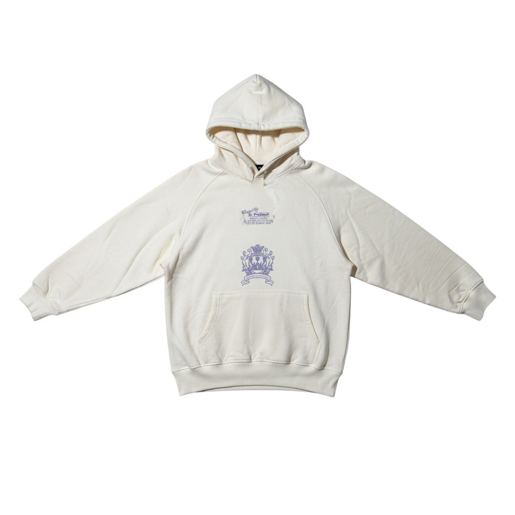 Urban Cult Nude Project Chateau Hoodie in Marshmallow cream cotton with a relaxed fit and a crest graphic. New.
