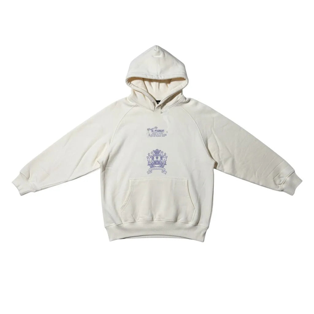 Urban Cult Nude Project Chateau Hoodie in Marshmallow cream cotton with a relaxed fit and a crest graphic. New.