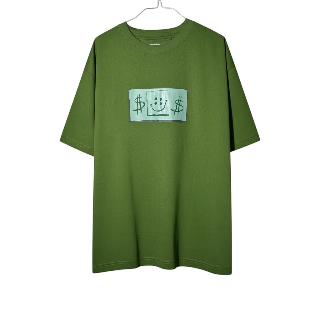 Urban Cult olive green cotton t-shirt with CPFM SpongeBob "Dollar" graphic print on chest.