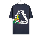 Urban Cult navy blue cotton t-shirt with Palace parrot graphic print on back, size S.
