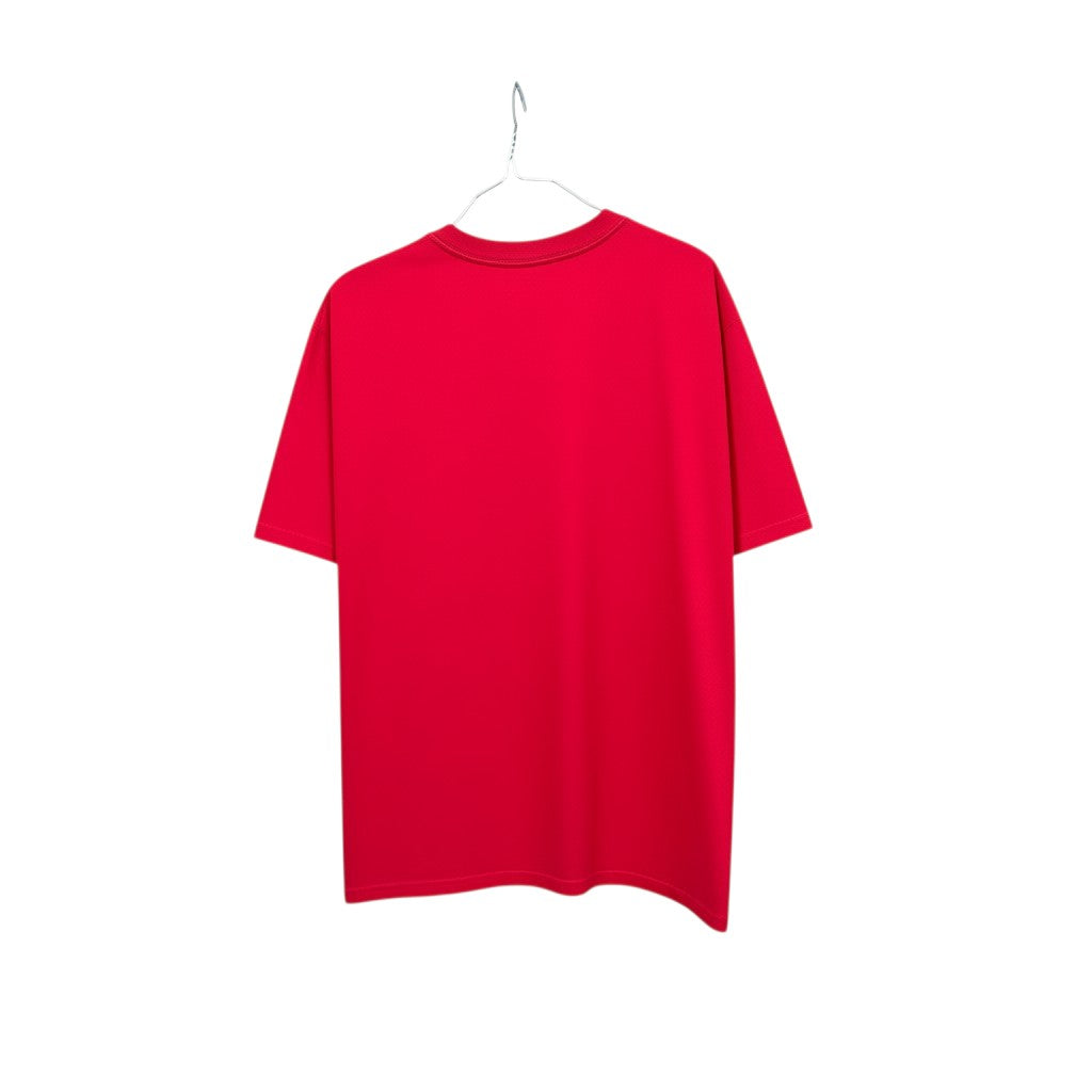 Urban Cult red cotton t-shirt with KAWS Chalk Box Logo graphic print on back, size M