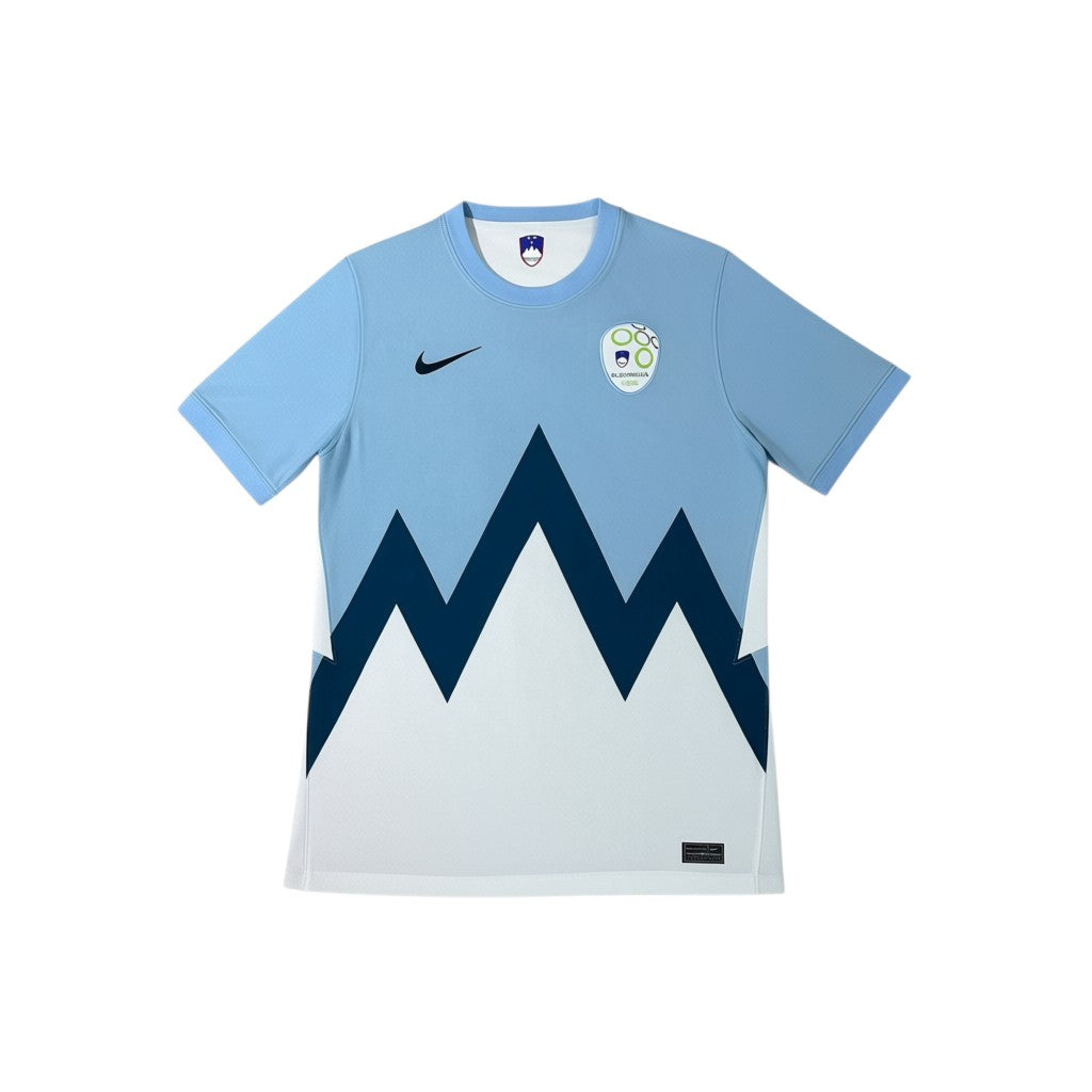 Urban Cult Slovenia 2020/2021 Home Nike football shirt, light blue with white and dark blue mountain graphic