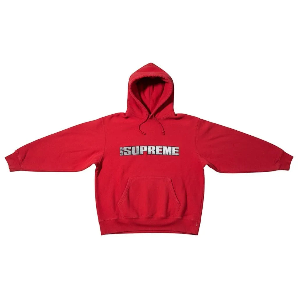 Urban Cult red cotton heavy hoodie with embroidered "SUPREME 2019" Blockbuster logo on the front. Size L.