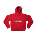Urban Cult red cotton heavy hoodie with embroidered "SUPREME 2019" Blockbuster logo on the front. Size L.