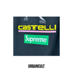 Urban Cult black cotton longsleeve t-shirt with Supreme and Castelli Racing graphics.