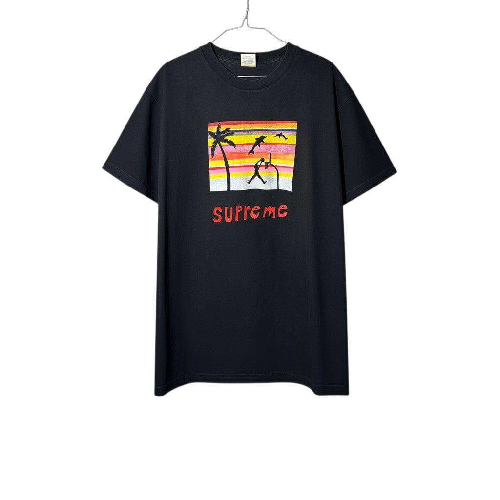 Urban Cult black cotton Supreme Dunk on the Beach T-shirt, size M, with SS21 graphic print.