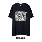 Urban Cult black cotton t-shirt with Supreme Faces graphic print, size L