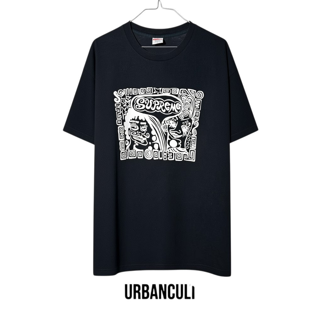 Urban Cult black cotton t-shirt with Supreme Faces graphic print, size L