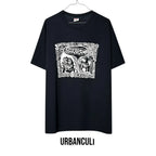 Urban Cult black cotton t-shirt with Supreme Faces graphic print, size L