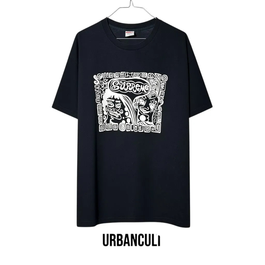 Urban Cult black cotton t-shirt with Supreme Faces graphic print, size L