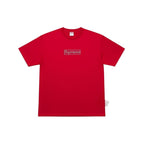 Urban Cult red cotton t-shirt with Supreme x KAWS Chalk Box Logo graphic print, size M.
