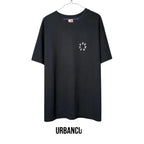 Urban Cult T-shirt nera in cotone con logo Supreme circolare in marmo SS20, taglia L.