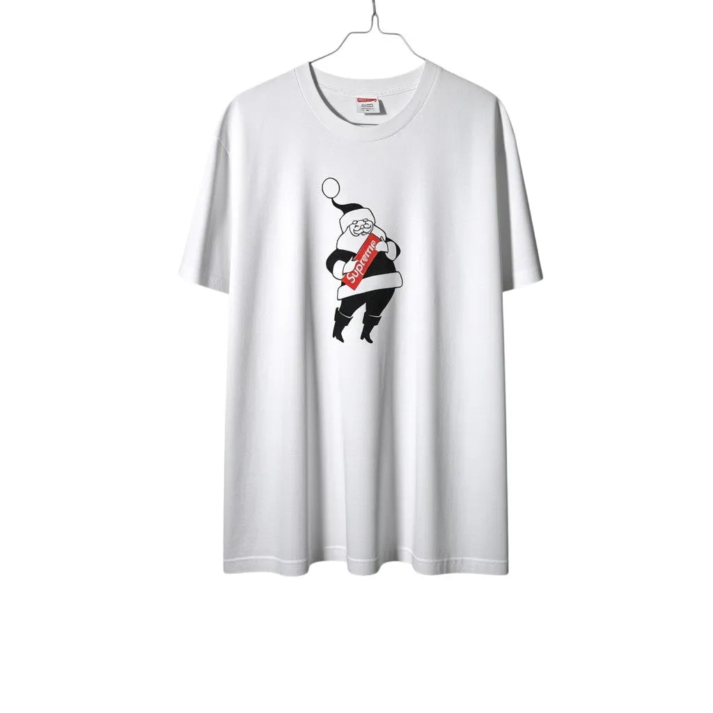 Urban Cult white cotton t-shirt with Santa Claus graphic and Supreme logo box. Size M.