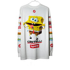 Urban Cult white cotton longsleeve t-shirt with SpongeBob graphic and Castelli Racing logos. Size S.