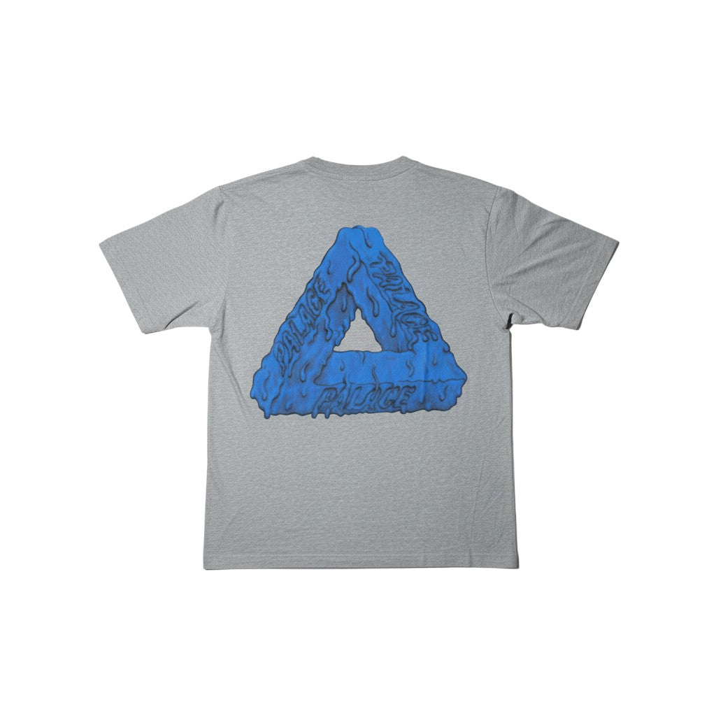 Urban Cult T-shirt grigia da uomo in cotone con logo Tri-Ferg blu effetto slime sul retro, taglia M