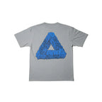 Urban Cult T-shirt grigia da uomo in cotone con logo Tri-Ferg blu effetto slime sul retro, taglia M