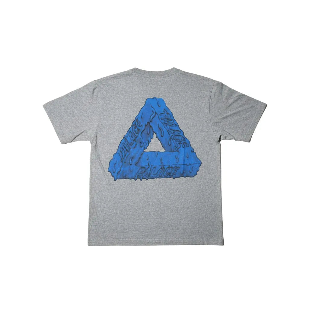 Urban Cult T-shirt grigia da uomo in cotone con logo Tri-Ferg blu effetto slime sul retro, taglia M