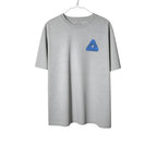 Urban Cult T-shirt grigia in cotone da uomo con logo Tri-Ferg effetto slime blu sul petto, taglia M.