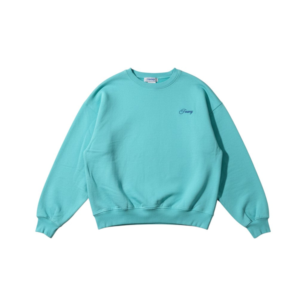 Urban Cult Tiffany blue organic cotton crewneck sweatshirt with embroidered logo, oversized fit, stone washed.
