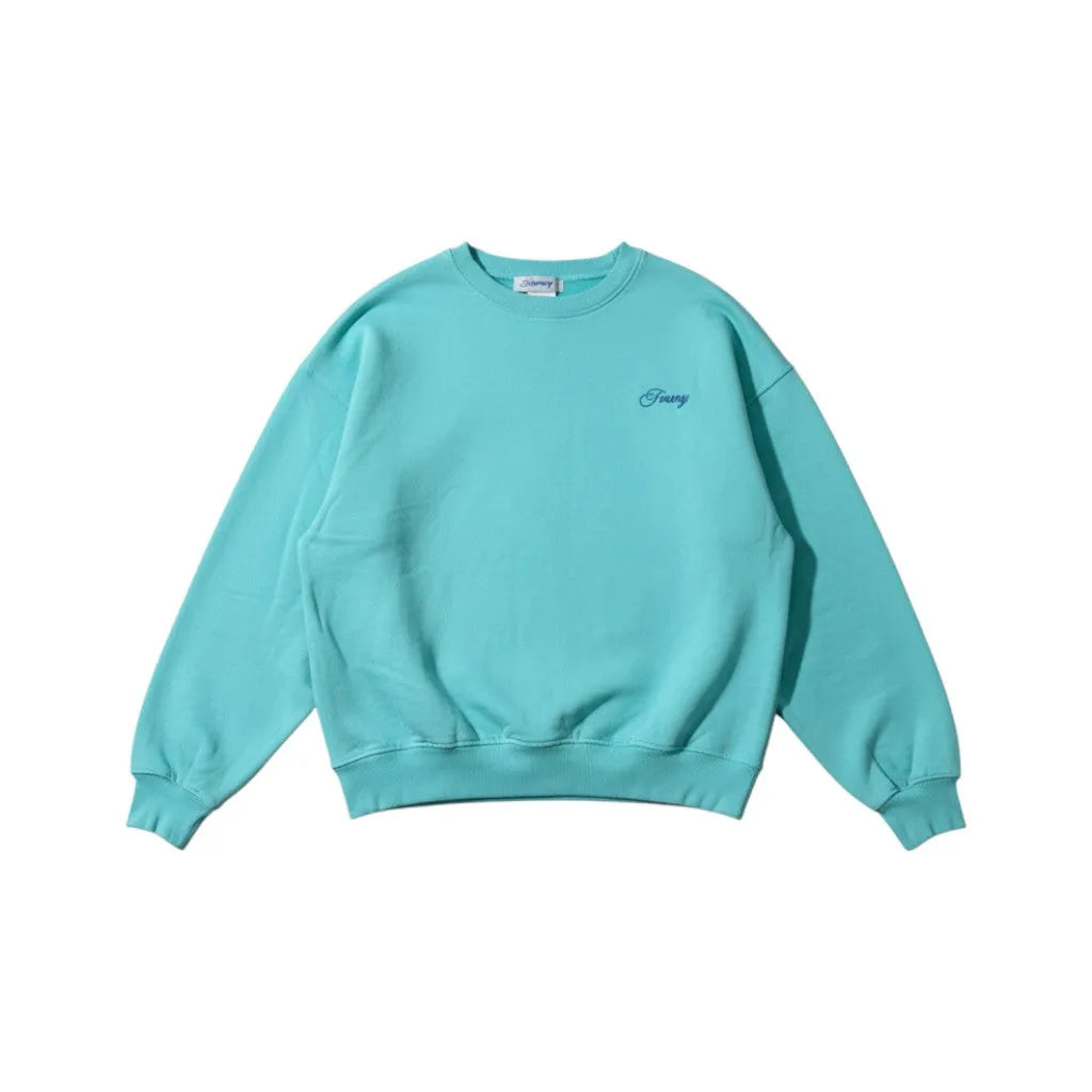 Urban Cult Tiffany blue organic cotton crewneck sweatshirt with embroidered logo, oversized fit, stone washed.