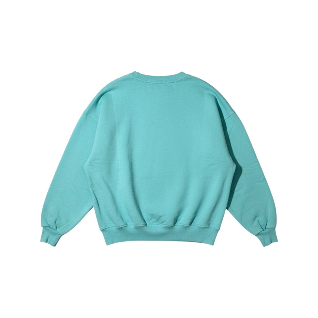 Urban Cult Tiffany blue organic cotton crewneck sweatshirt with embroidered logo, stone washed finish, and oversized fit.