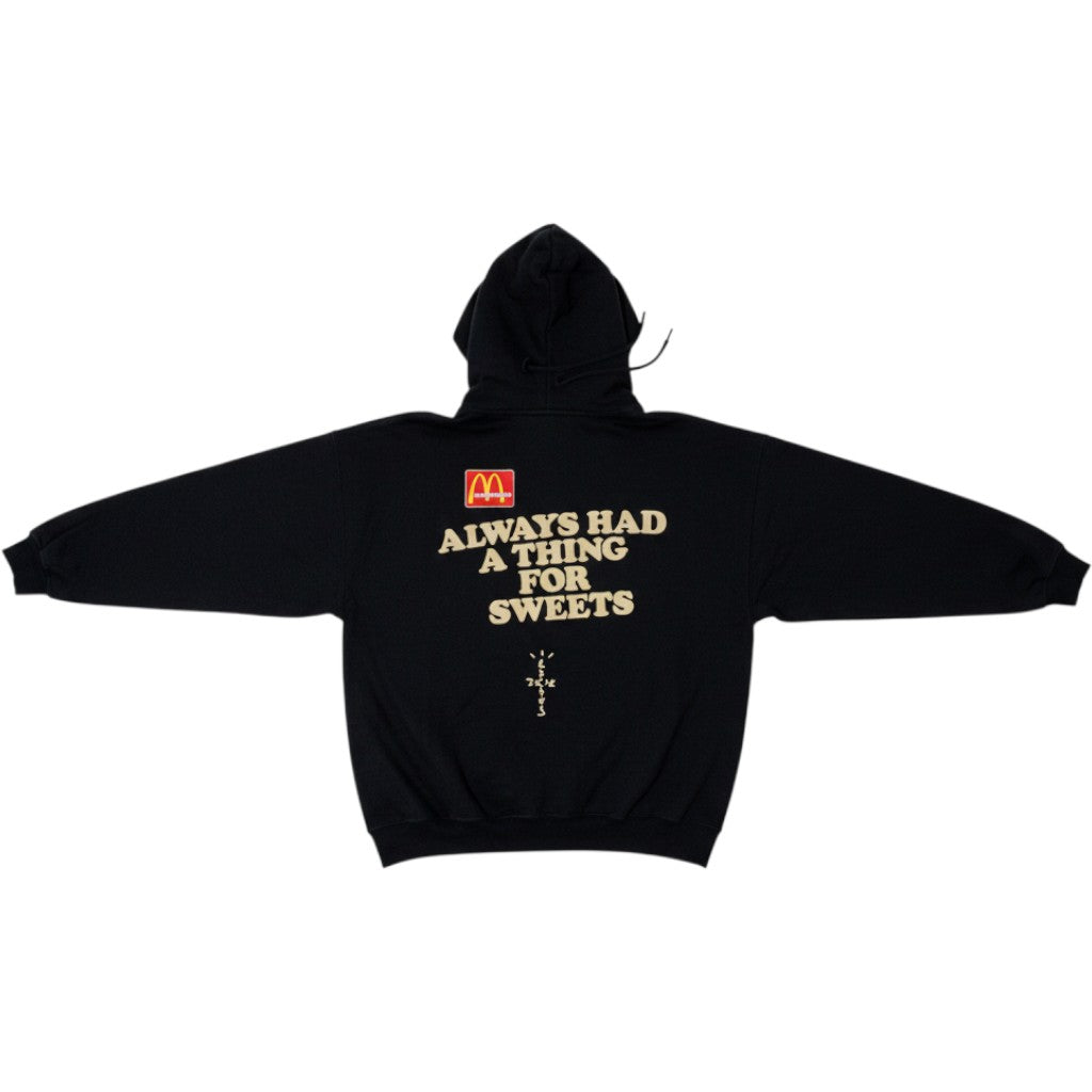 Urban Cult black cotton hoodie with Travis Scott Cactus Jack McDonald's Apple Pie graphic print on back