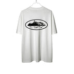 Urban Cult T-Shirt bianca in cotone con stampa grafica dell'isola di Alcatraz sul retro.