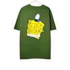 Urban Cult T-Shirt Uniqlo x CPFM Verde Oliva con grafica SpongeBob "Dollar" in cotone, taglia M.