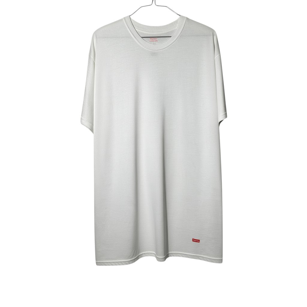 Urban Cult white cotton t-shirt with subtle red Mini Box Logo on the side, size L